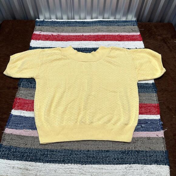 Vintage Rare Sakura Sport Yellow Knit Tee Short Sleeve Sweater Size Large/XL - Picture 4 of 8